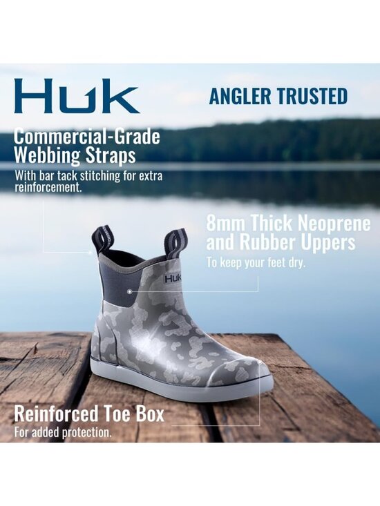 ?Men\'s Overcast Grey High Top Comfortable Wide Toe Fishing Deck Boots main image 5